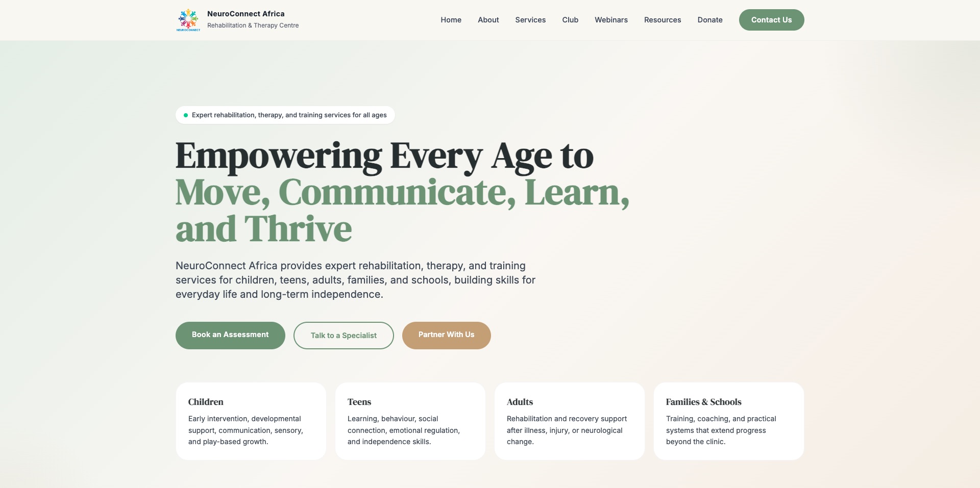NeuroConnect Africa website preview